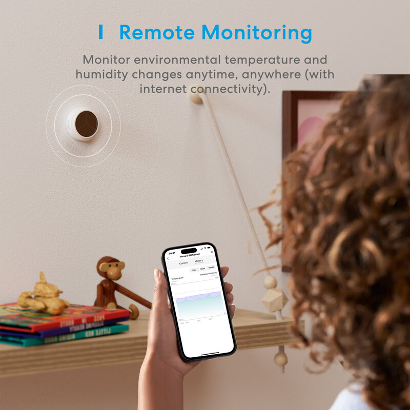Meross HomeKit pendeteksi suhu, WiFi Sensor Kelembaban Suhu dalam ruangan Monitor jarak jauh mendukung Alexa Google SmartThings