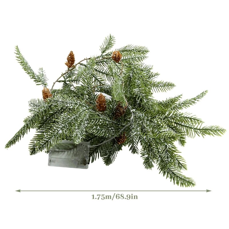 Ghirlanda Natale Luci a corda Ornamenti artificiali realistici con aghi pino per decorazioni per alberi Natale per