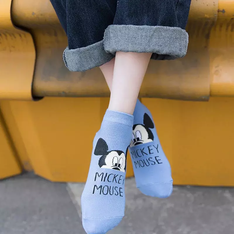 Милые Мультяшные хлопковые носки для девочек с героями мультфильмов Минни Микки новые модные мягкие хлопковые короткие носки 1 пара носков Диснея