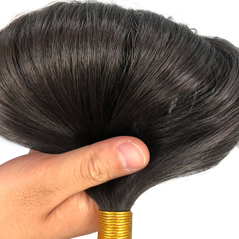 Cabello humano liso brasileño a granel, extensión de cabello trenzado Natural, extremo grueso, prerubio, 12-30 pulgadas