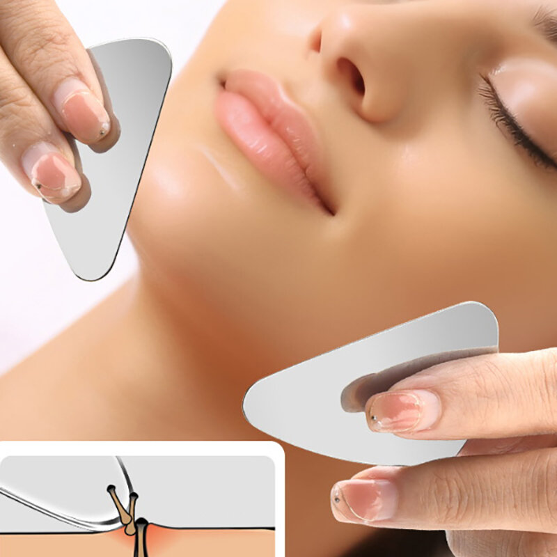 Raspador de aço inoxidável Gua Sha, massageador para rosto, pescoço, corpo, ferramenta de massagem, pele facial, Guasha Board