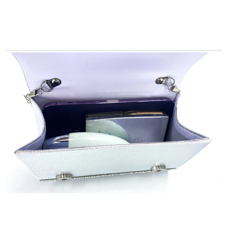 Glinsterende Vierkante Geklede Tas Elegante Avond Handtas Glanzende Diamant Clutch Tas Jurk Tas Voor Party Vlinder Kettingtas