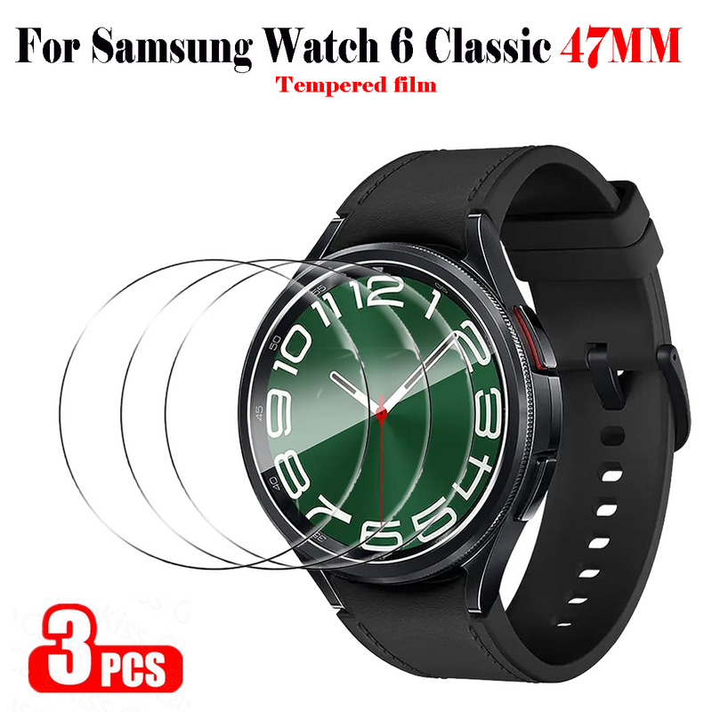 Vetro temperato per Samsung Galaxy Watch 6 Classic 47 MM 3PCS HD pellicola protettiva in vetro temperato resistente ai graffi