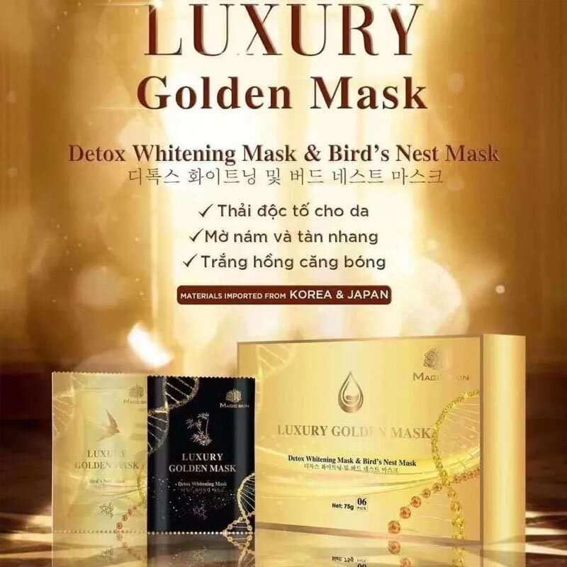 LUXURY GOLDEN MASK Detox Whitening Moisturizing Anti-aging Brighten Skin Reduce Wrinkles mat na u thai doc cay trang yen 6 mieng