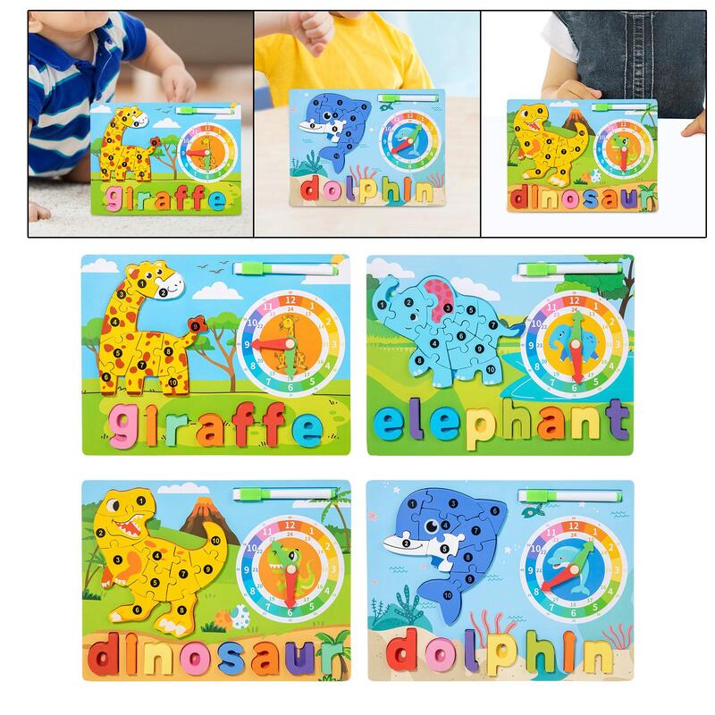 Montessori Toy Drawing Board Wooden Animal Puzzle for Kids Gift Boys Girls