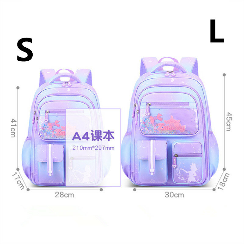 Tas sekolah imut SD untuk anak, tas punggung anak warna gradien kecil tahan air, tas sekolah remaja, kantung