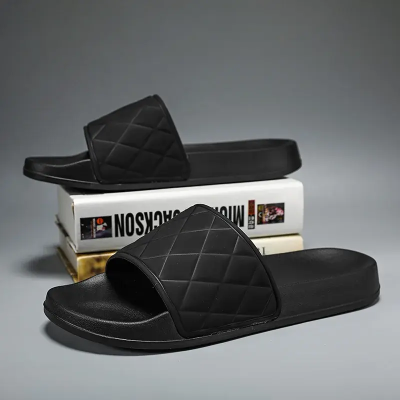 남성용 블랙 슬리퍼, 쪼리 2024 여름 해변 슬라이드, 패션 야외 캐주얼 남자 샌들, 두꺼운 밑창 미끄럼 방지 Zapatos