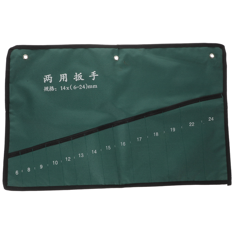 Canvas Roll Up Tools Storage Bag 14-Pocket Spanner Wrench Organizer Pouch Dual-Purpose Wrench Storage Bag(Random pattern)