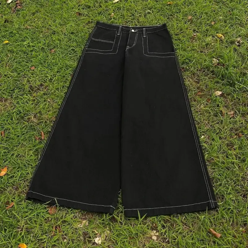 JNCO-pantalones vaqueros holgados Y2k para mujer, Jeans de pierna ancha de cintura alta, patrón bordado de Rock, Hip Hop de calle, Vintage, Harajuku