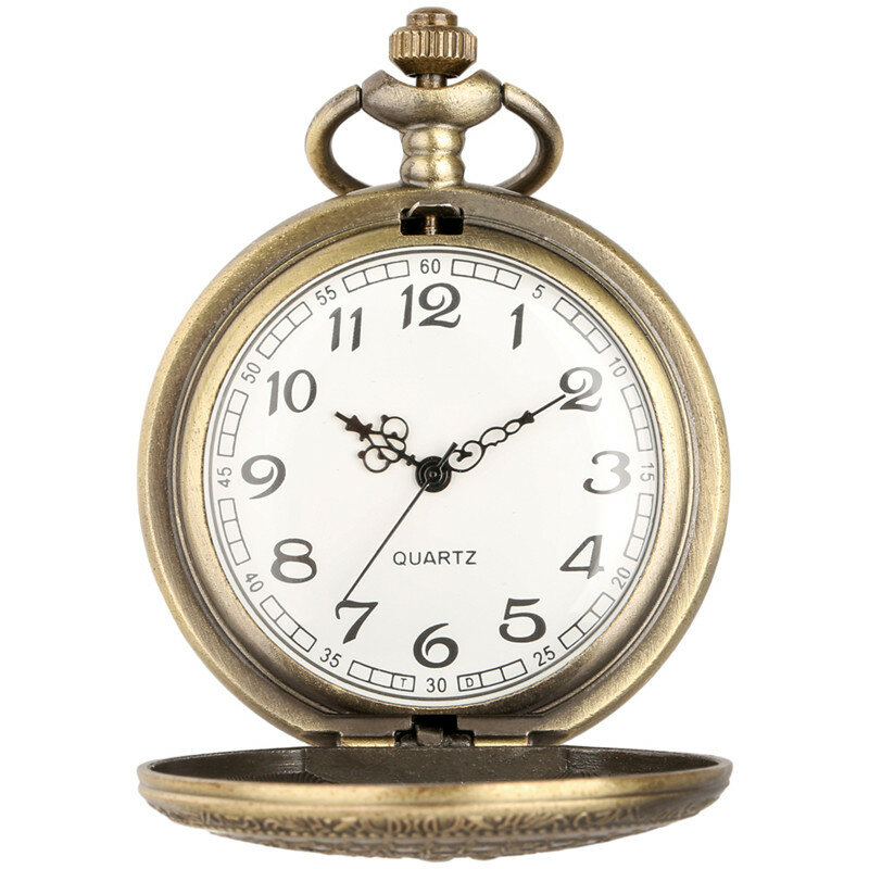 남녀공용 청동 각인 별자리 풀 헌터 앤티크 쿼츠 포켓 시계, 목걸이 펜던트 체인, 수집 가능한 시계