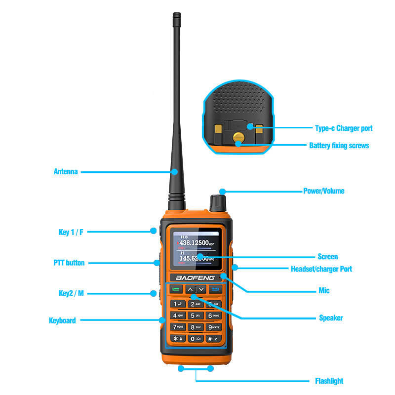 BaoFeng UV-17 Pro Walkie Talkie, Frequência de cópia sem fio, poderoso, impermeável, rádio bidirecional, S22, 16km de longo alcance, UV-5R Ham Radio K58