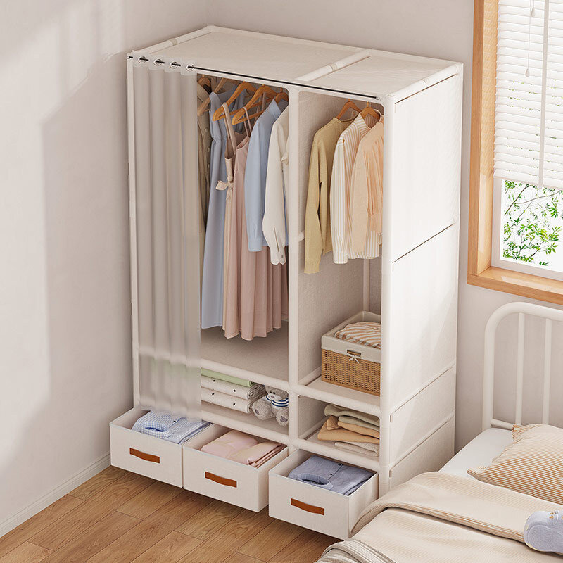 Household Wardrobe Simple Assembly Wardrobe Bedroom Dustproof Wardrobe Thickened Clothing Storage Rack Sundries Organizing Shelf