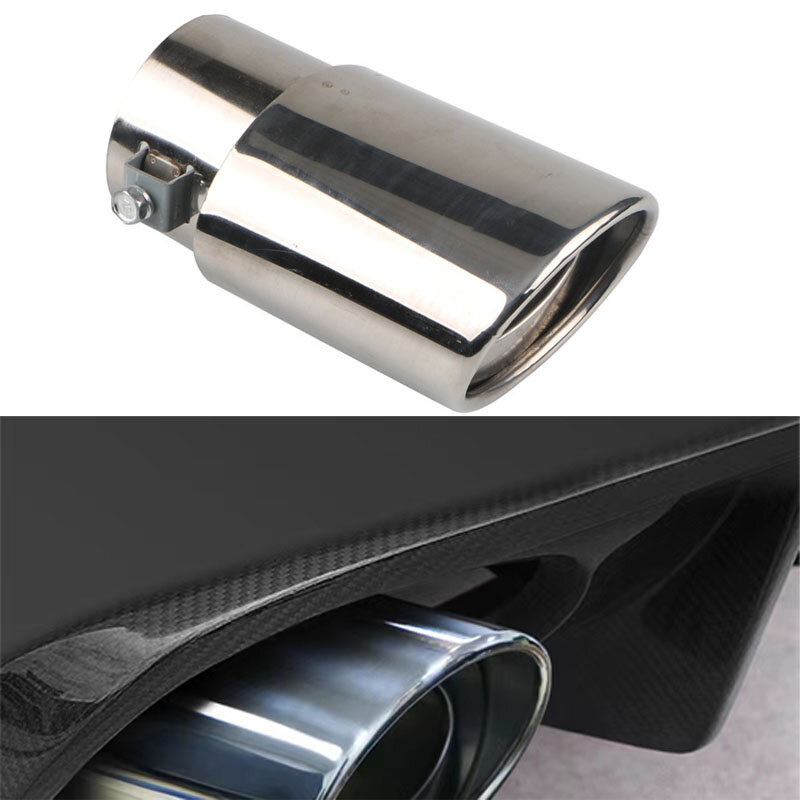 Knalpot mobil serat karbon Universal, aksesori ujung knalpot belakang dimodifikasi Stainless Steel remus