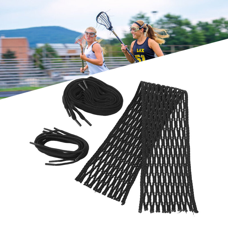 Lacrosse Mesh String Black Nylon Wear Proof Lacrosse Mesh Piece Woven String For Accessory