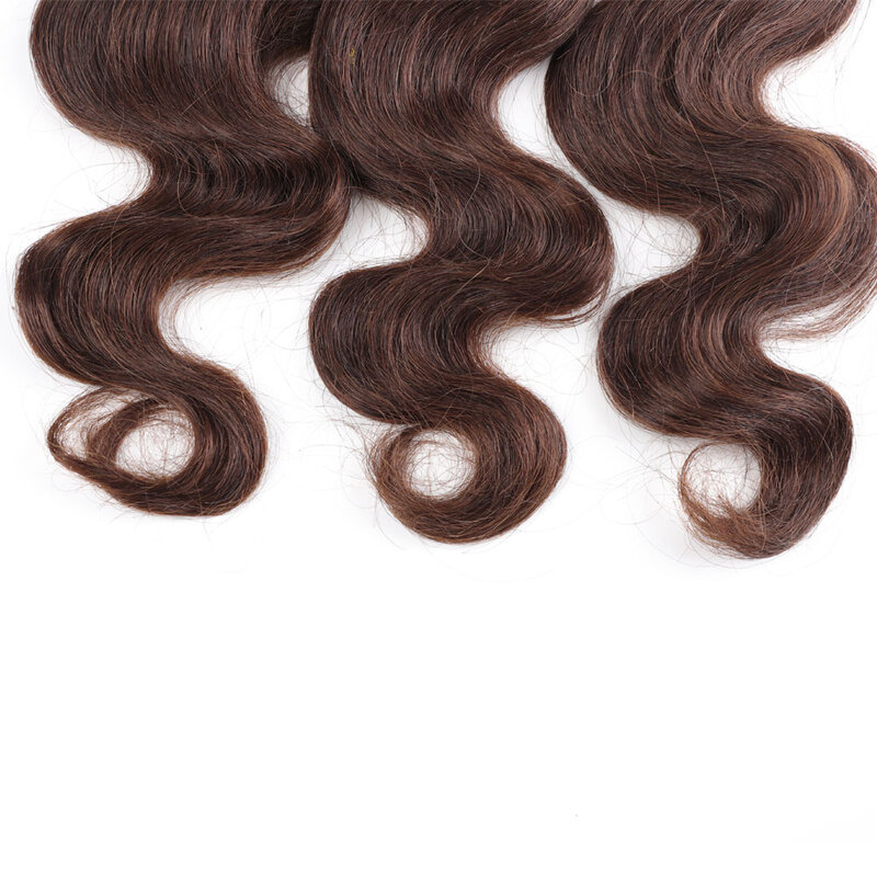 Body Wave Hair Bundles 100% Human Hair Weave Natural Color #4 Brown Remy Hair Extension 1/2/3pcs Colored Weaving