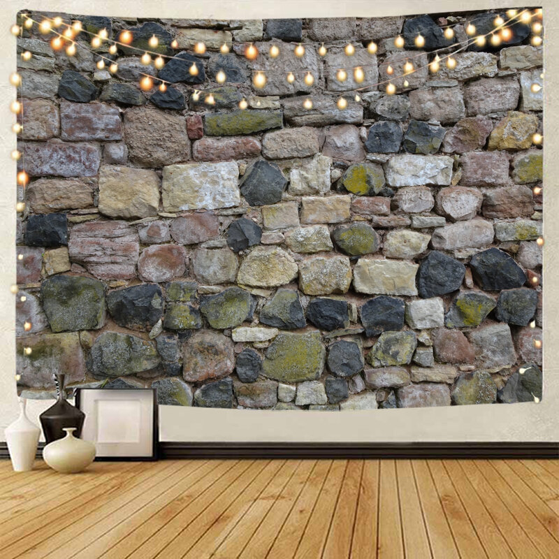 Muro di mattoni, decorazione del fondo della parete di pietra, arazzo, bellissimo muro di pietra, arazzo del muro di mattoni, decorazione del fondo della casa