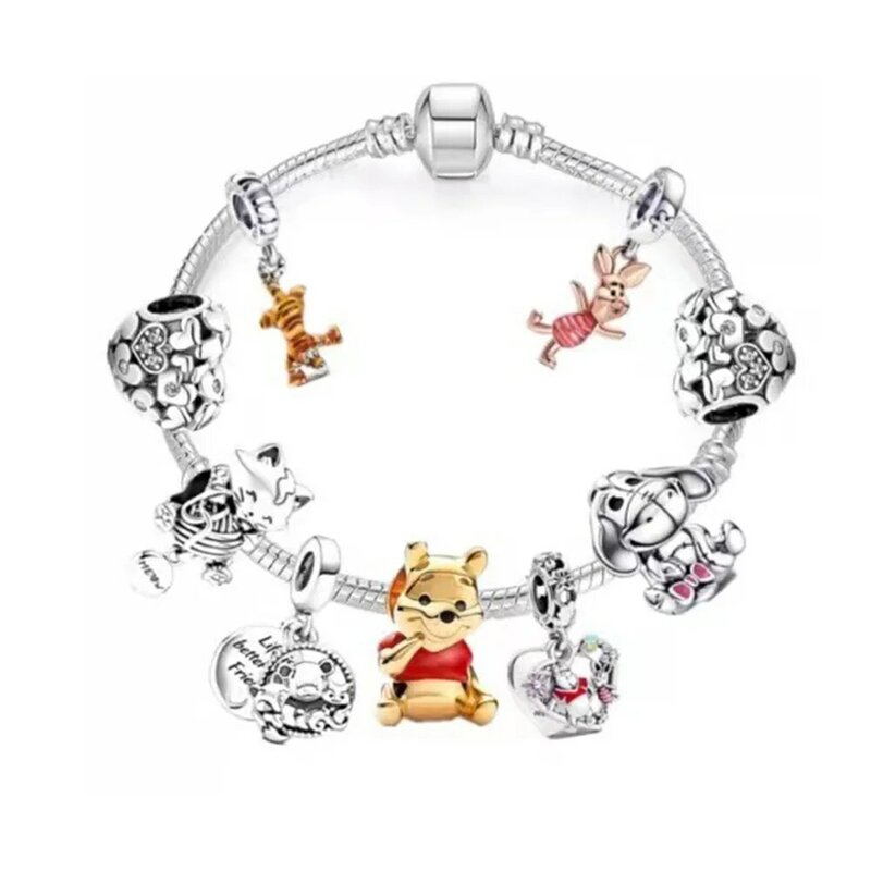 925 Silver Disney 100th Princess Pumpkin Cart Mickey Minnie Dumbo Charm Stitch Beads Fit Original Pandora Bracelets DIY Jewelry