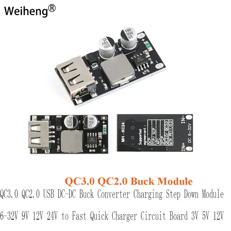QC3.0 QC2.0 moduł obniżający ładowania przetwornica USB DC-DC 6-32V 9V 12V 24V do szybka ładowarka płytki drukowanej 3V 5V 12V