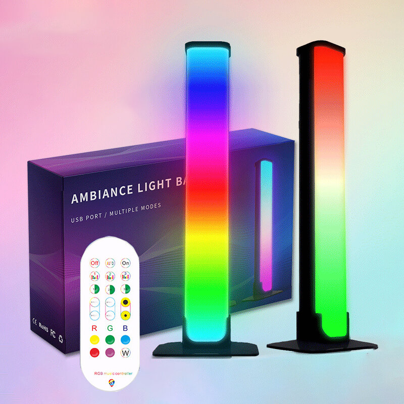 2Pcs Smart LED Light Bar Bluetooth APP Remote Control Music Mode Atmosphere Ambient Night Lamp Bedroom Game Room Desktop Decor