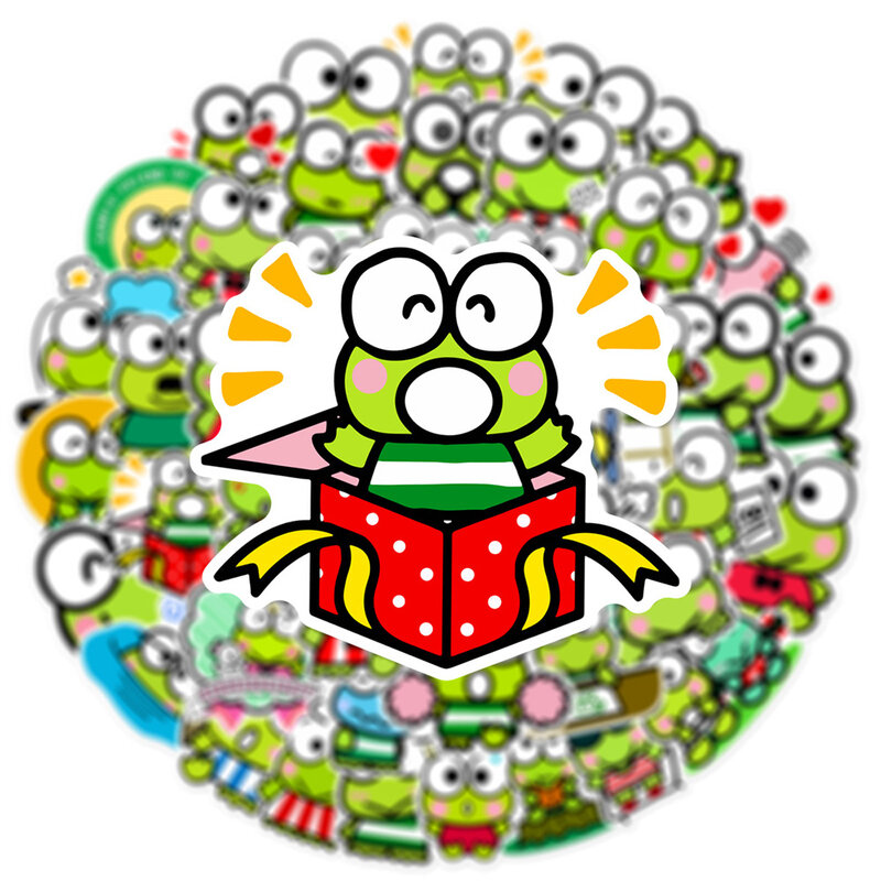 Kawaii Kerokero Keroppi 애니메이션 만화 스티커 데칼, 노트북 기타 노트북 전화 장식 스티커, 어린이 장난감, 10 개, 30 개, 50 개