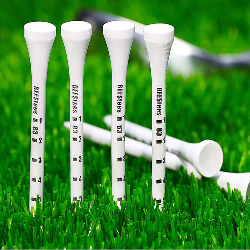 100Pcs 70mm Wood Golf Tees Durable Low Resistance Printed Digital Scale Ball White Golf Wood Tee Professional Golf Tees 83mm