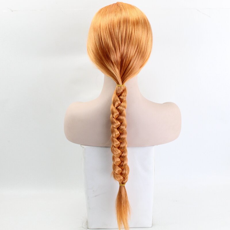 Pelucas de Anime de princesa Fiona para mujer, peluca de Cosplay naranja, pelo largo sintético de 60Cm, resistente al calor para Halloween