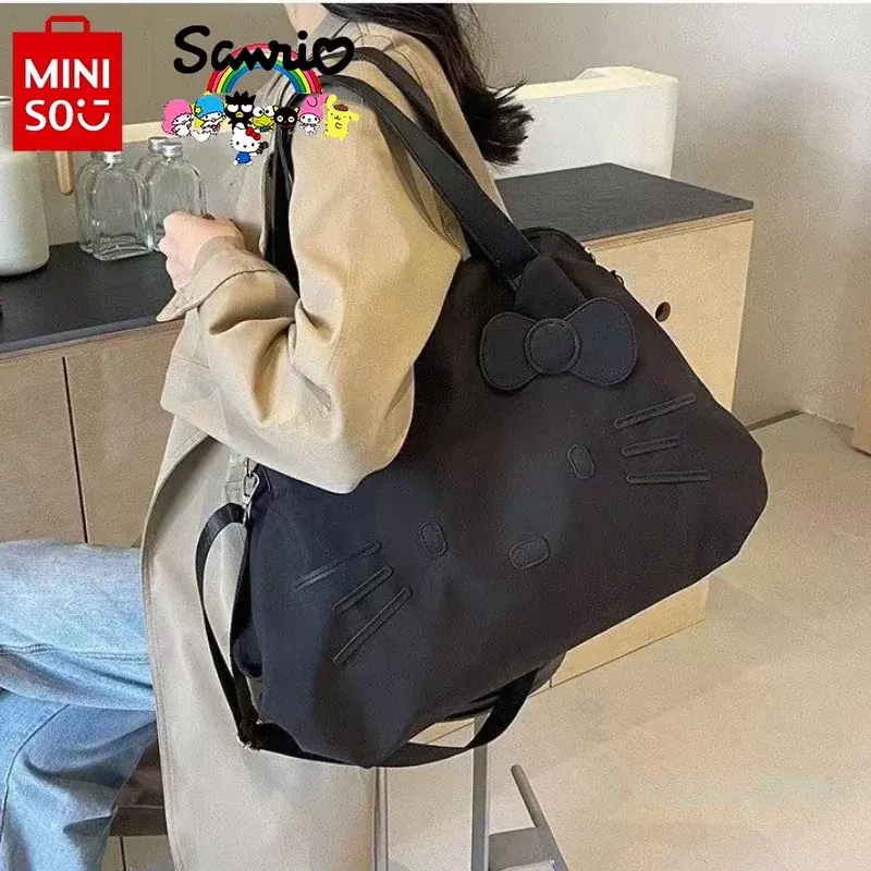 미니소 헬로 키티 여행 핸드백, 패셔너블하고 하이 퀄리티 먼지 방지 수하물 가방, 대용량 크로스바디 여성 가방