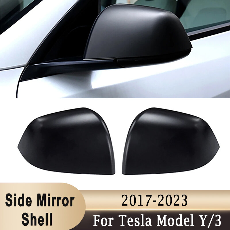 Exterior Retrovisor Side Espelho Habitação Capa, Cap Shell para Tesla Model 3 Y 2017-2023, Gloss Preto Matte, Padrão de Fibra de Carbono