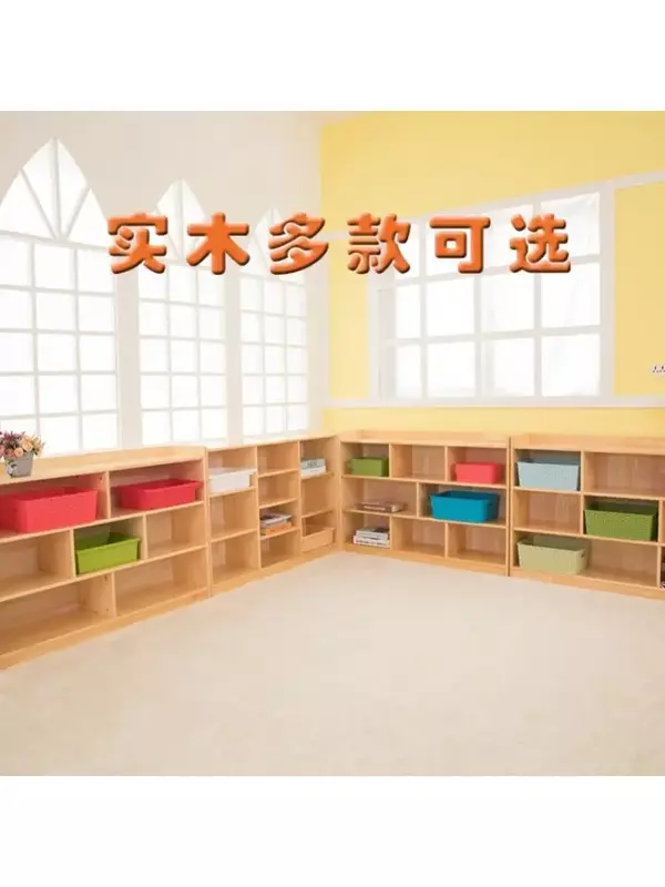 Jardim de infância Solid Wood Toy Cabinet, Prateleiras de armazenamento para crianças, Log Schoolbag Cabinet, Shoe Cabinet, Book Cabinet, personalizado