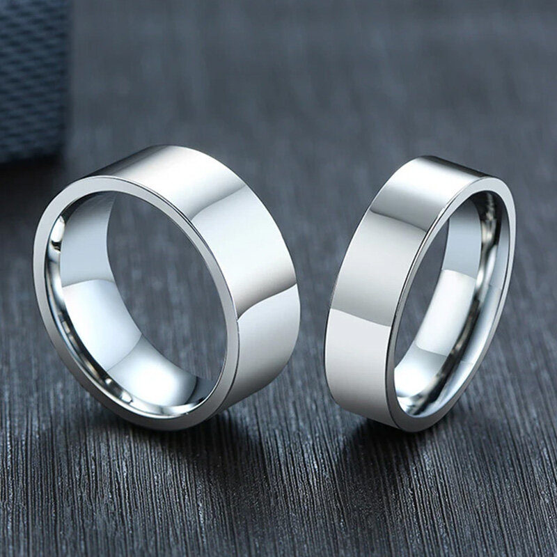 男性と女性のための大きなステンレス鋼のリング,3/4/6/8mmのリング,ポリッシュ,新しい,クラシックで豪華