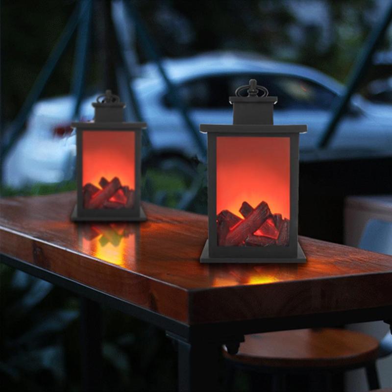 Outdoor LED Light Xmas Halloween Decoration Flame Lantern Plastic Delicate Originality Long Life Simulated Fireplace Battery