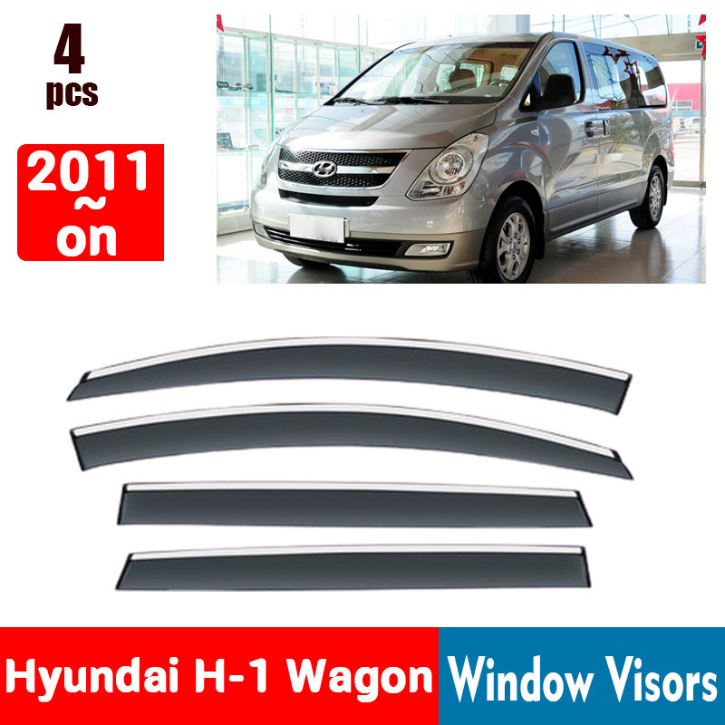สำหรับ Hyundai H-1 Wagon 2011-On Window Visors Rain Guard Windows Rain Cover Deflector กันสาด Shield Vent Guard Shade ฝาครอบ Trim
