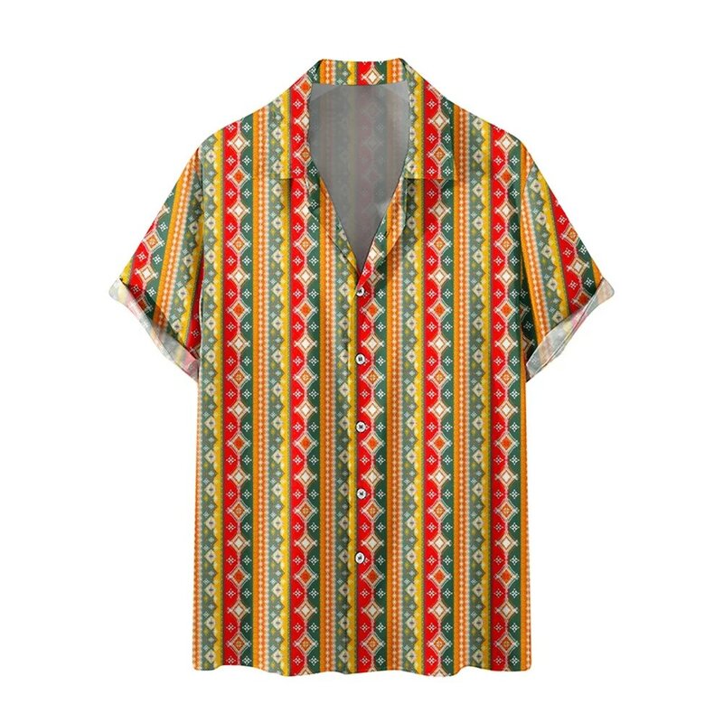 Baju Pria musim panas, pakaian liburan jalanan santai pantai kemeja ukuran besar cetak 3D Hawaii