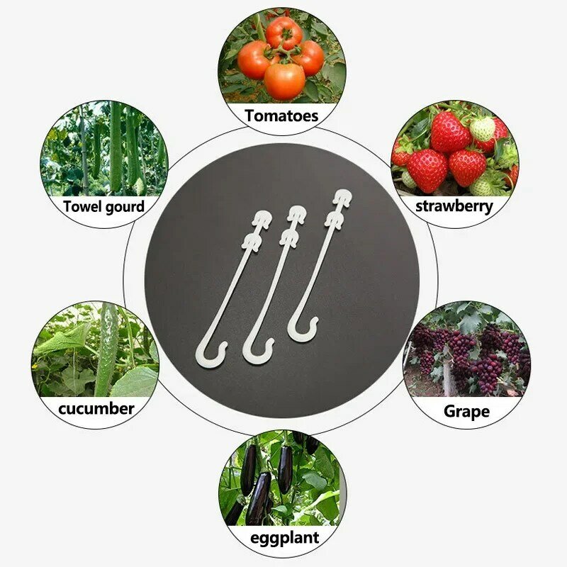 Ganchos reutilizables con forma de J para plantas, enrejados de vides, hebilla fija para suministros de jardinería, soporte para tomate, 100/1 piezas