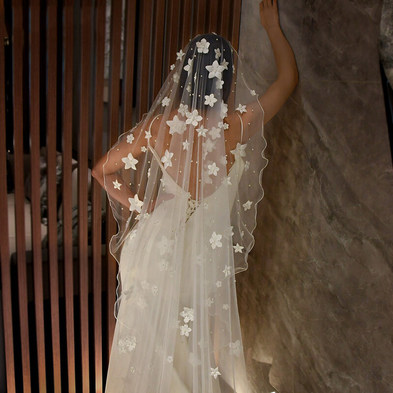 غطاء رأس مصنوع يدويًا من الدانتيل ، حجاب حافة العروس ، حجاب الزفاف ، BL4030
