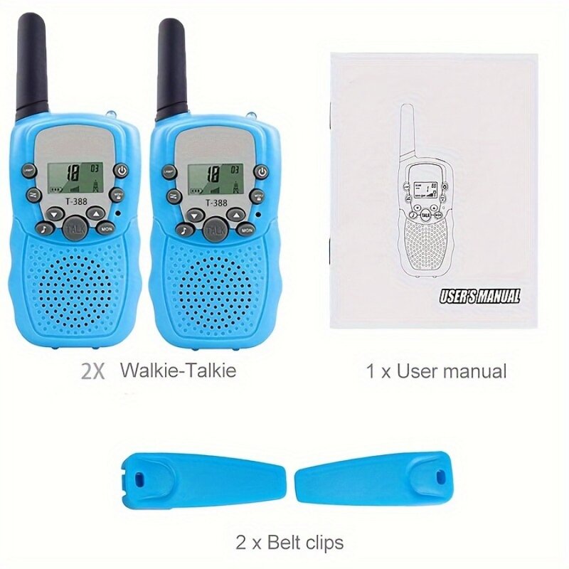 Walkie-talkies con batería, Radio inalámbrica bidireccional con linterna LED para acampar al aire libre, senderismo y jardín, 2 uds.