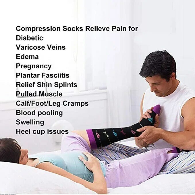Running Compression Stocking Sports Socks 20-30 MmHg Knee High Women Men for Travel Anti Fatigue Pain Relief Compression Socks