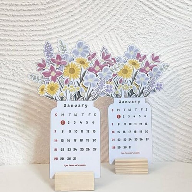 2024 bunga meja kalender bunga meja kecil kalender bunga meja perencana kalender vas berbentuk bulanan perencana kalender