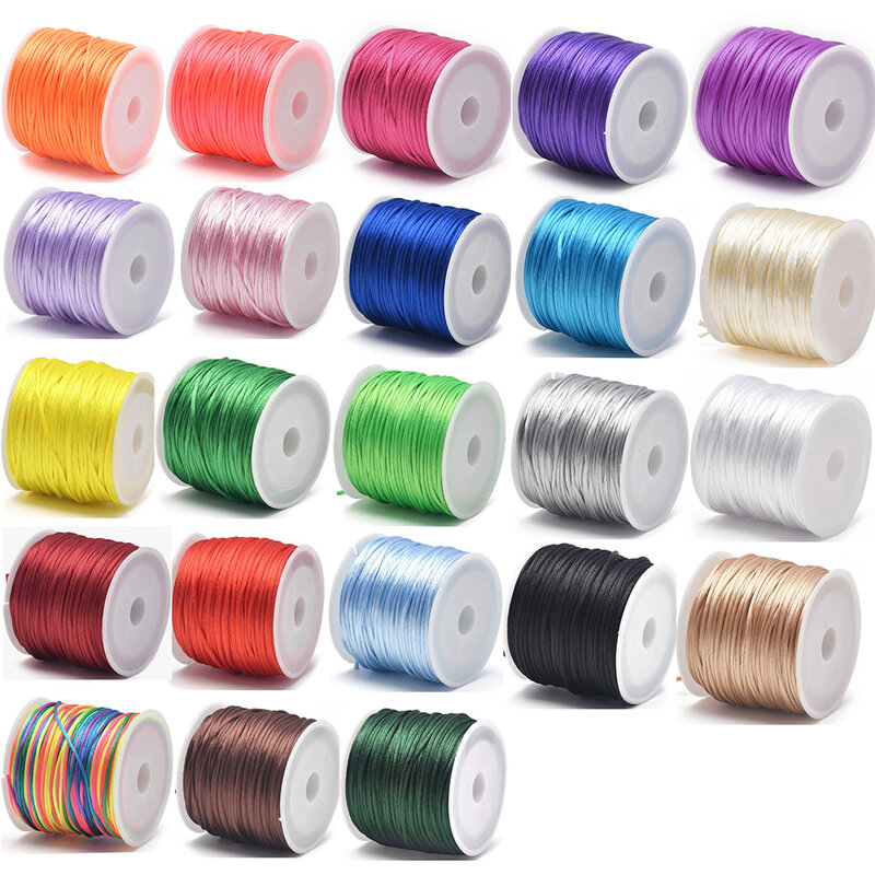 1.5mm Crafts Satin Rattail Cord String from Nylon for Chinese Knot, Macramé, Trim, Jewelry Making 24 Yards