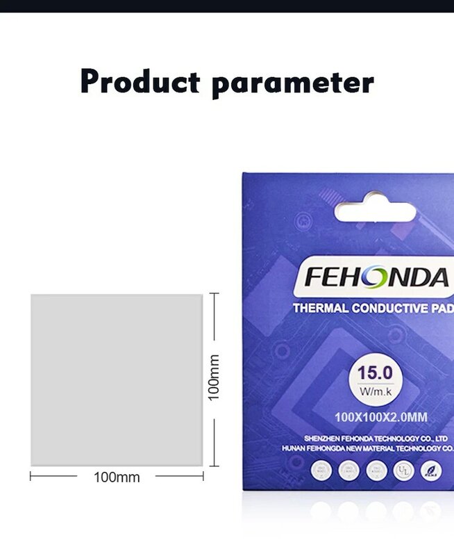 Fehonda Thermal Conductive Pad, Soft Custom GPU Silicone Termal, 0.5mm, 0.75mm, 1.0mm, 1.25mm, 1.5mm, 1.75mm, 2.0mm, 3.0mm, 15W, 12W, 8W
