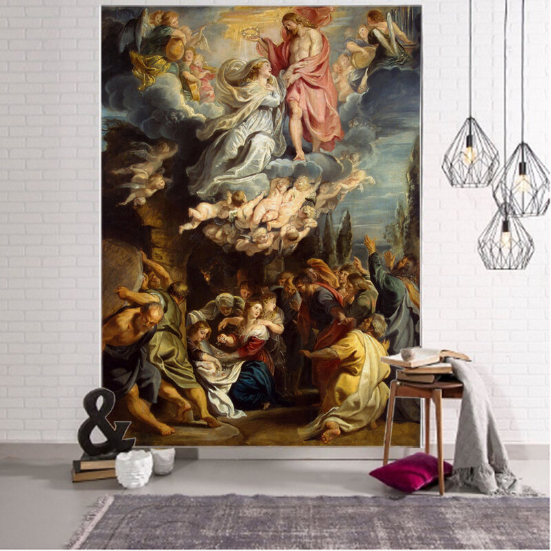 Karya seni pelukis terkenal di dunia, lukisan malaikat Tuhan Yesus, dekorasi latar belakang, permadani, dekorasi latar belakang rumah