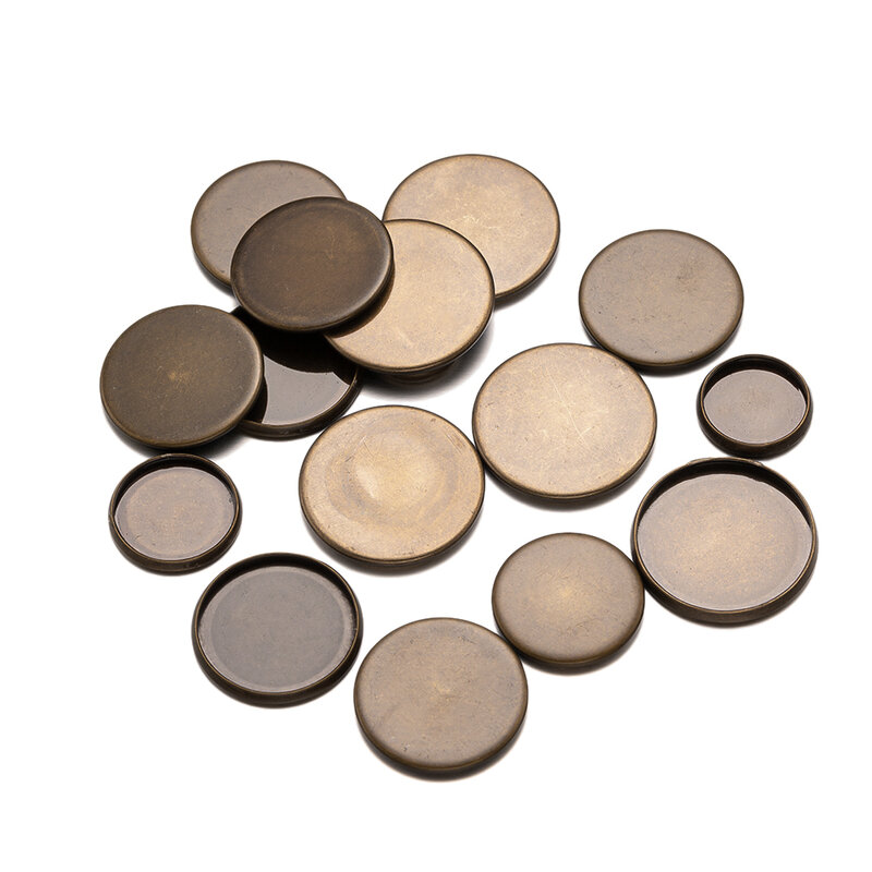 20 stücke runde Cabochon Basis antike Bronze leere Tablett Lünette Einstellungen für DIY Schmuck herstellung liefert Zubehör Materialien Handwerk