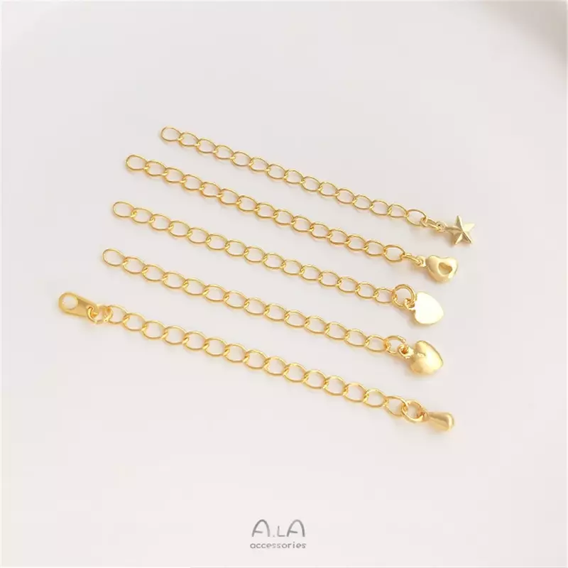 Цепочка с медным покрытием 14K18K, цепочка для наращивания из настоящего золота и серебра, аксессуары для рук «сделай сам», материал для ожерелья, браслета