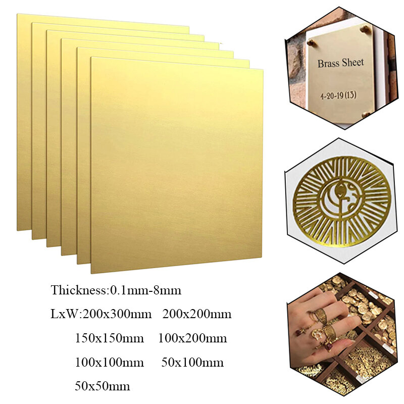 1pcs Brass Sheet Thickness 0.1/0.5/1.5/2/3/4/6/8mm Brass Plate Cutting CNC Frame Model Mould DIY Contruction Brass Pad