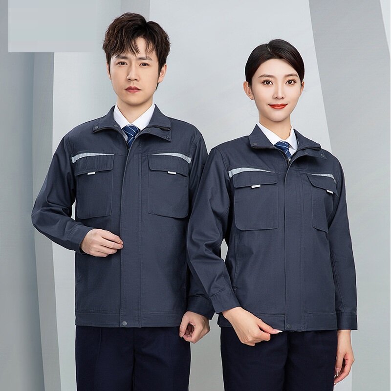 Spring Autumn High End Labor Protection Work Clothing Men's Wear Resistant Factory Workshop Uniforms Long Sleeve Tops Reflective