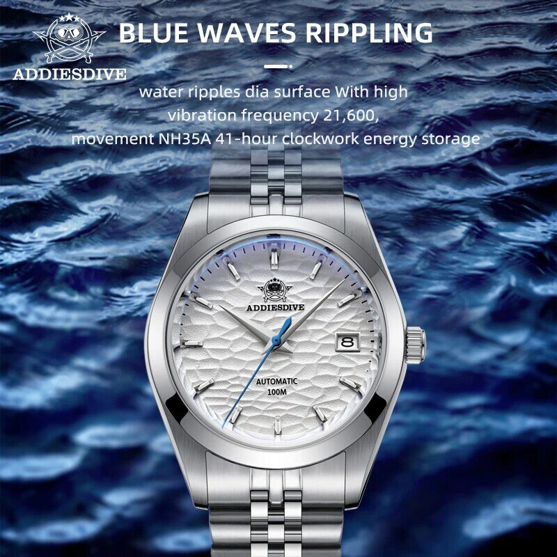 ADDIESDIVE AD2118 Men's Luxury Watch 10Bar Diver Relogios Masculino Bubble Mirror Glass Automatic Mechanical Watches