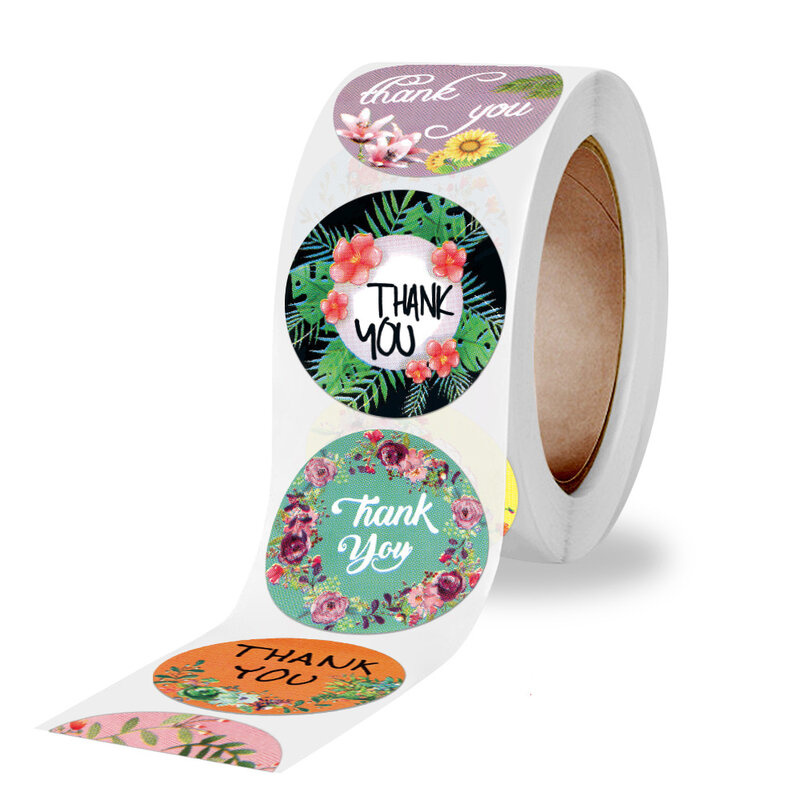 50-500 buah hadiah buku tempel stiker segel bunga Terima kasih desain huruf ulang tahun pernikahan hadiah dekorasi stiker label