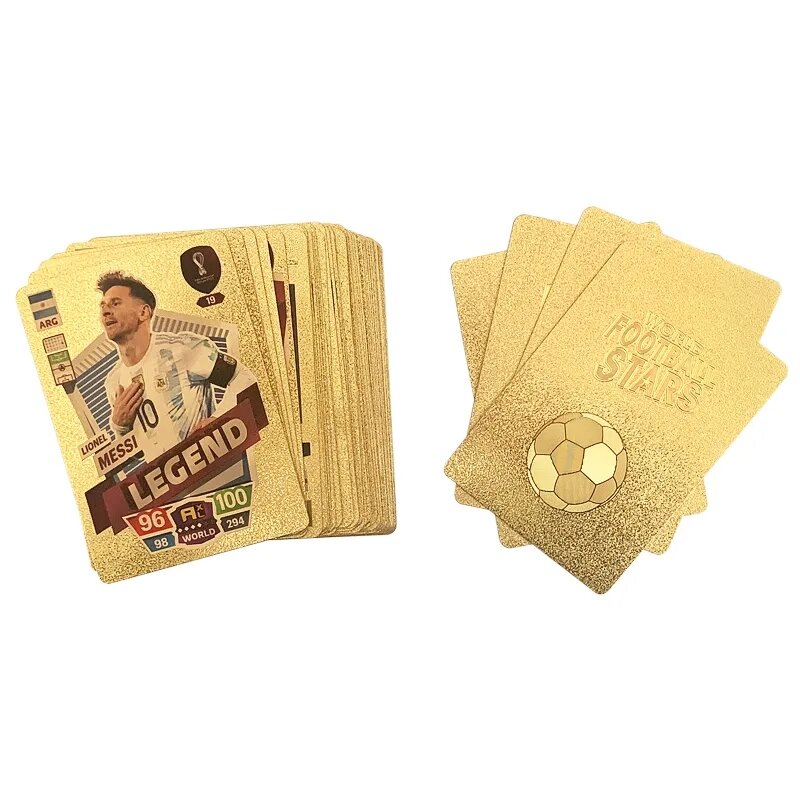 27-55 pcs Cards Ballsuperstar World Football Star Golden Cards Limited Signature Collection Trading Children Fans Gift Toy