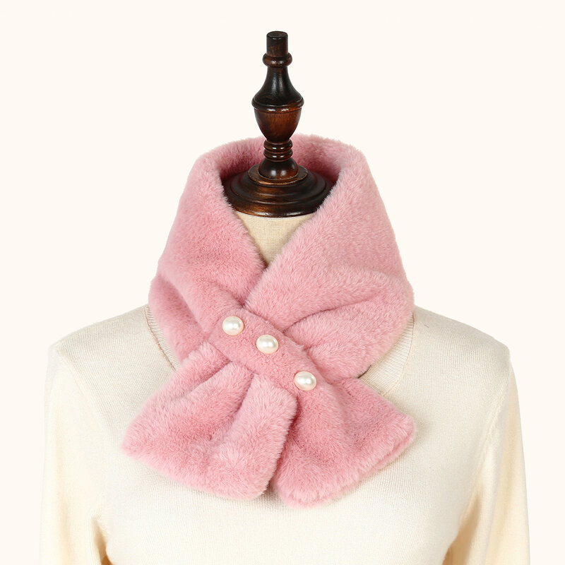 New Plain Pearl Cashmere Scarf Small Bowknot Pashmina Scarf For Women Fleece Windproof  Scarves Hot Sale Winter Scarf