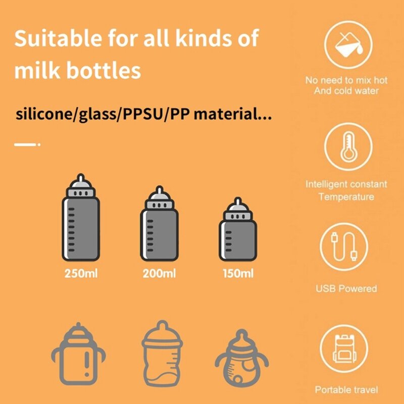 Penghangat Botol Bayi Pemanas Botol Bayi Pengisi Daya USB Penghangat Ruangan Dapat Disesuaikan untuk Botol Menyusui Air Susu Bayi